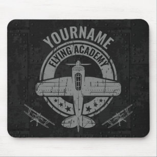 Personalized Vintage Airplane Pilot Flying Academy Mouse Pad
