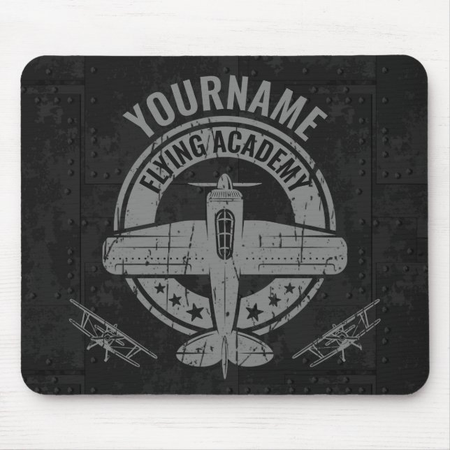 Personalized Vintage Airplane Pilot Flying Academy Mouse Pad (Front)