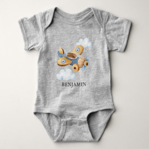 Personalized Vintage Airplane Toy Baby Bodysuit
