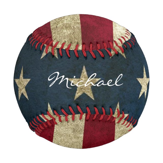 Personalized Vintage American Flag Baseball (Back)