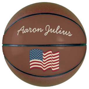 Personalized Vintage American Flag Basketball