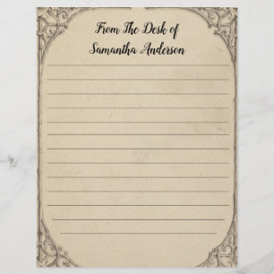 Personalized Vintage Antique Distressed Linned  Letterhead