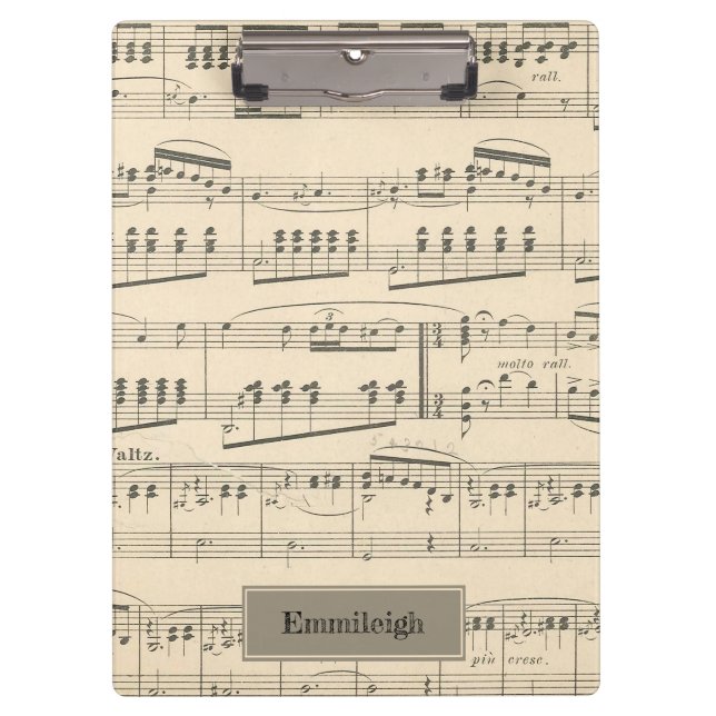 Personalized Vintage Antique Music Clipboard (Front)