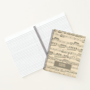 Personalized Vintage Antique Sheet Music Notebook