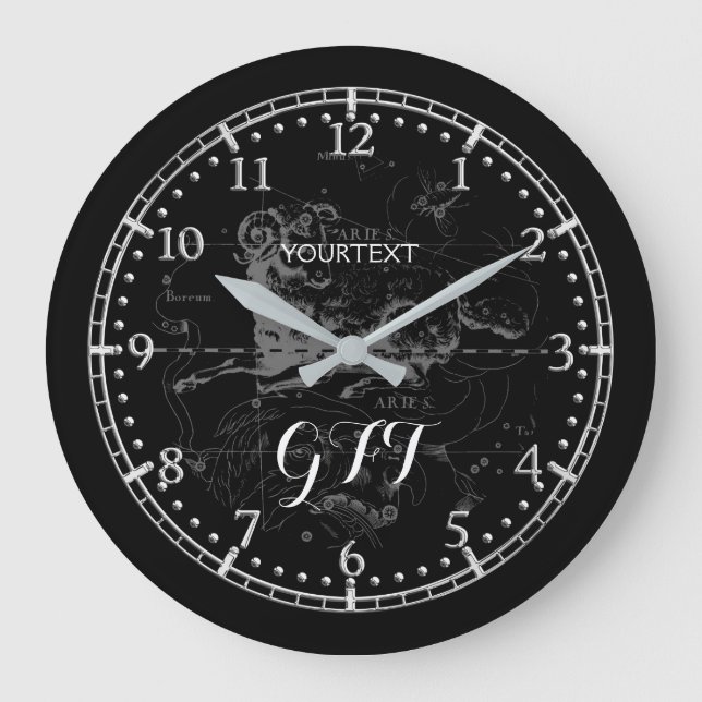 Personalized Vintage Aries Constellation Zodiac on Large Clock (Front)