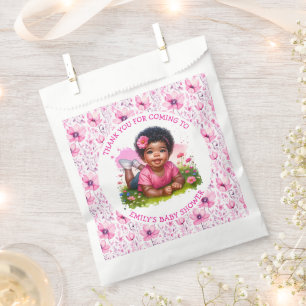 Personalized Vintage Baby Girl Pink Baby Shower Favour Bag
