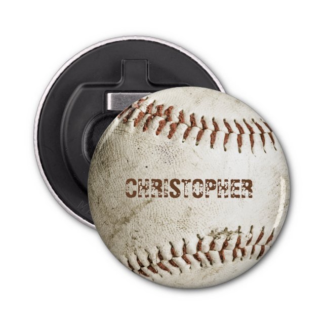 Personalized Vintage Baseball Bottle Opener (Front)