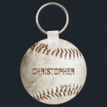 Personalized Vintage Baseball Keychain<br><div class="desc">A photo of a worn baseball provides the background for this personalized design, featuring a customizable name in distressed font in a shade of reddish brown that matches the stitching. Ideal for the baseball or sports fan on your gift list.</div>