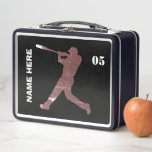 Personalized Vintage Baseball Name Number Metal Lunch Box<br><div class="desc">Personalized Vintage Baseball Name Number Metal Lunch Box</div>