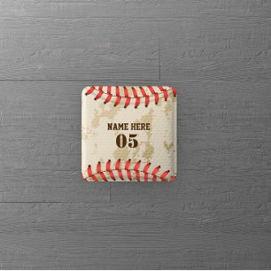 Personalized Vintage Baseball Name Number Retro 2 Inch Square Button