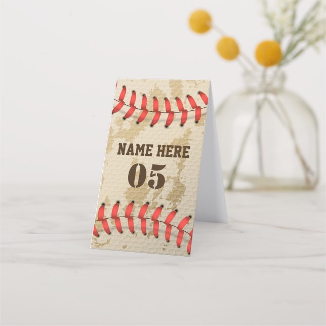 Personalized Vintage Baseball Name Number Retro Appointment Card (Front)