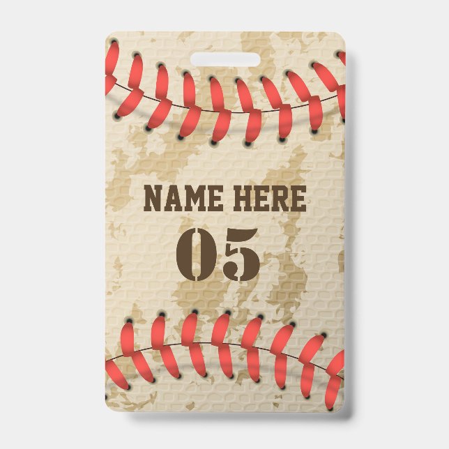 Personalized Vintage Baseball Name Number Retro Badge (Front)