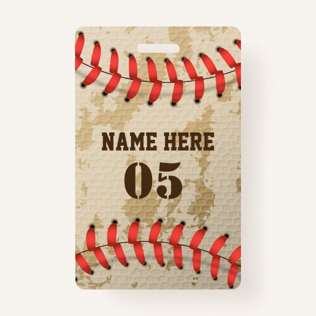 Personalized Vintage Baseball Name Number Retro Badge (Front)