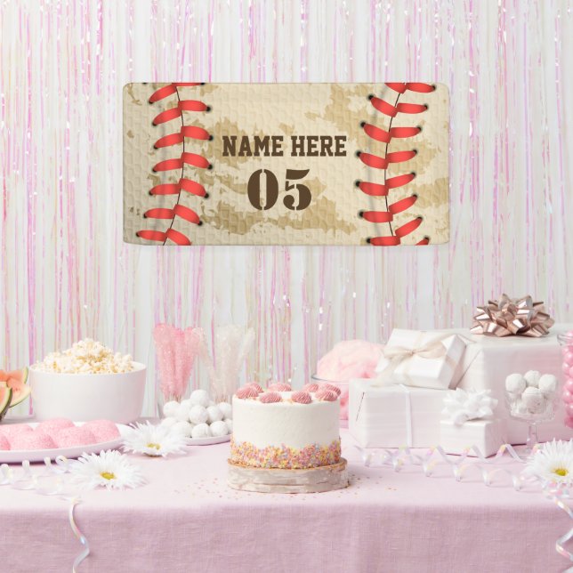 Personalized Vintage Baseball Name Number Retro Banner (Party)