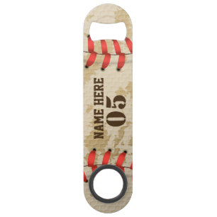Personalized Vintage Baseball Name Number Retro Bar Key