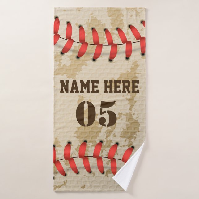 Personalized Vintage Baseball Name Number Retro Bath Towel (Bath Towel)