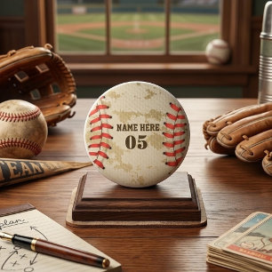 Personalized Vintage Baseball Name Number Retro Ceramic Knob