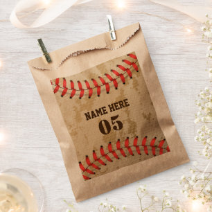 Personalized Vintage Baseball Name Number Retro Favour Bag