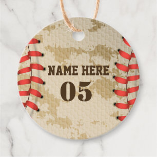 Personalized Vintage Baseball Name Number Retro Favour Tags