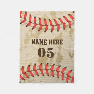 Personalized Vintage Baseball Name Number Retro Fleece Blanket