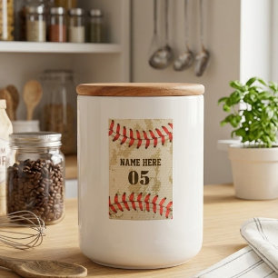 Personalized Vintage Baseball Name Number Retro Food Label