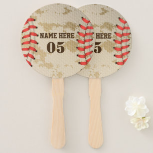 Personalized Vintage Baseball Name Number Retro Hand Fan