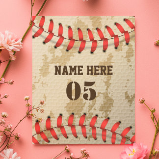 Personalized Vintage Baseball Name Number Retro Holiday Postcard