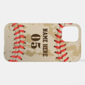 Personalized Vintage Baseball Name Number Retro iPhone Case (Back Horizontal)