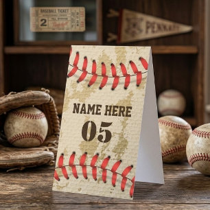Personalized Vintage Baseball Name Number Retro Loyalty Card