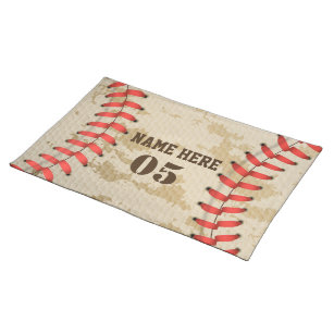 Personalized Vintage Baseball Name Number Retro Placemat