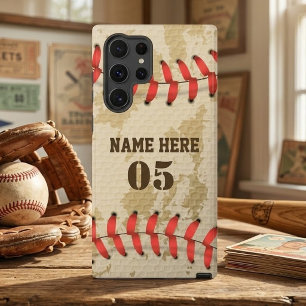Personalized Vintage Baseball Name Number Retro Samsung Galaxy Case