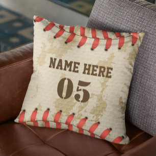 Personalized Vintage Baseball Name Number Retro Throw Pillow