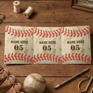 Personalized Vintage Baseball Name Number Retro Tri-Fold Card
