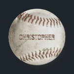 Personalized Vintage Baseball Paper Plate<br><div class="desc">A photo of a worn baseball provides the background for this personalized design,  featuring a customizable name in distressed font in a shade of reddish brown that matches the stitching. Ideal for a baseball-themed birthday party for any age.</div>