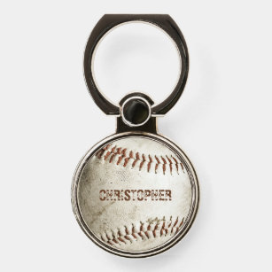 Personalized Vintage Baseball Phone Ring Stand