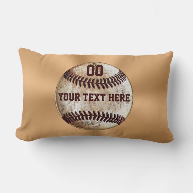 Personalized Vintage Baseball Pillow Lumbar (Front)