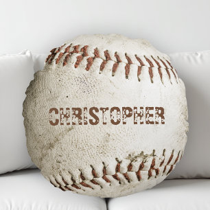 Personalized Vintage Baseball Round Pillow