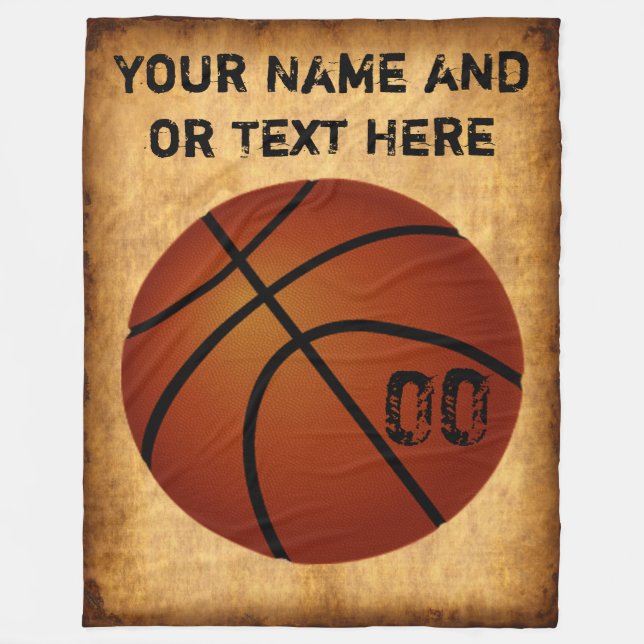 Personalized Vintage Basketball Fleece Blanket (Front)