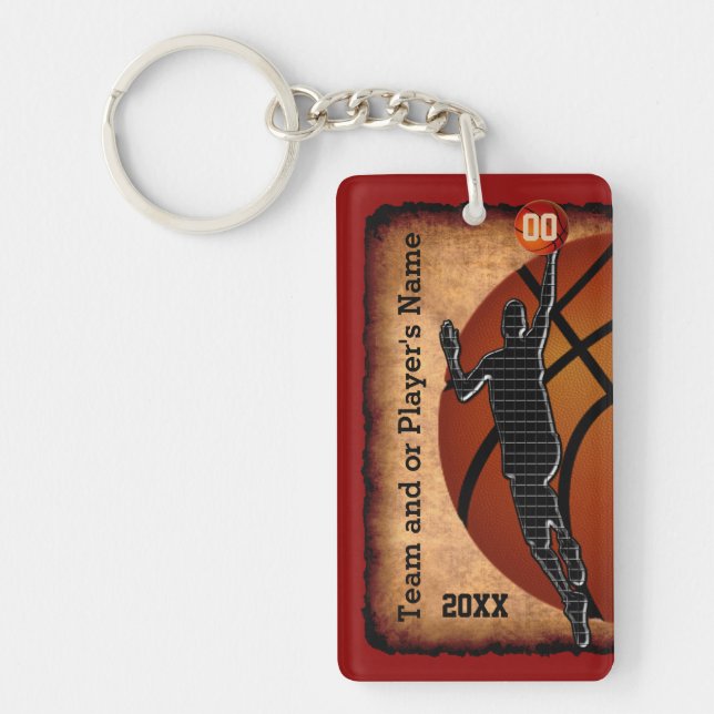 Personalized Vintage Basketball Keychains (Front)