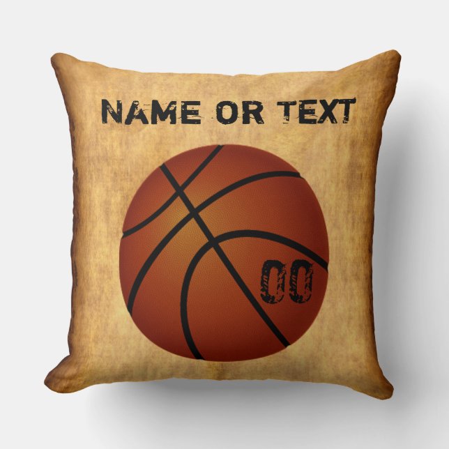 Personalized Vintage Basketball Throw Pillow (Front)