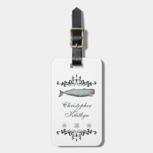 Personalized Vintage Beach Whale Wedding Bag Tag