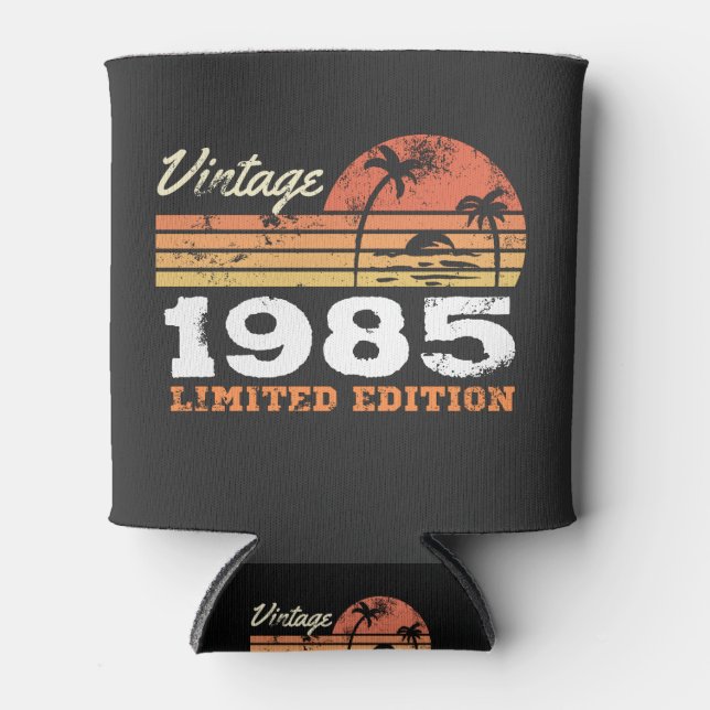 Personalized Vintage Birthday  Can Cooler (Front)