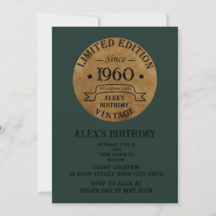 Personalized vintage birthday cocktail party invitation