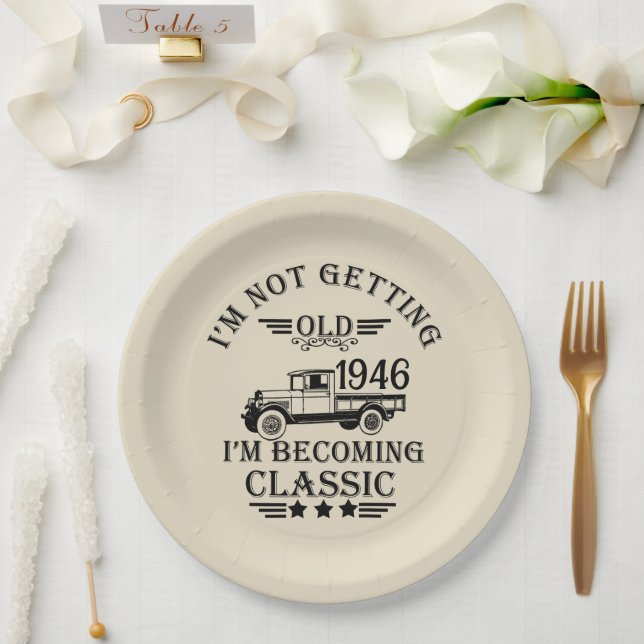 Personalized vintage birthday dad paper plate (Wedding)