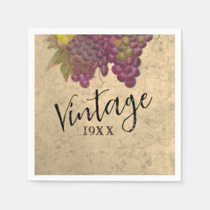 Personalized Vintage Birthday Elegant Wine Theme Napkin