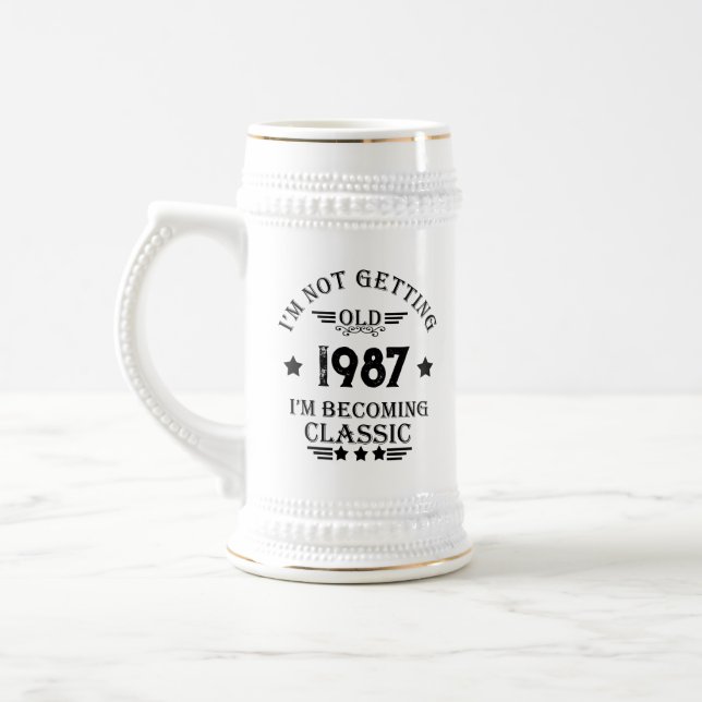 Personalized vintage birthday gift beer stein (Left)