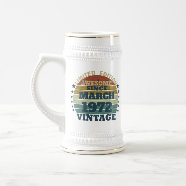 Personalized vintage birthday gift beer stein (Left)
