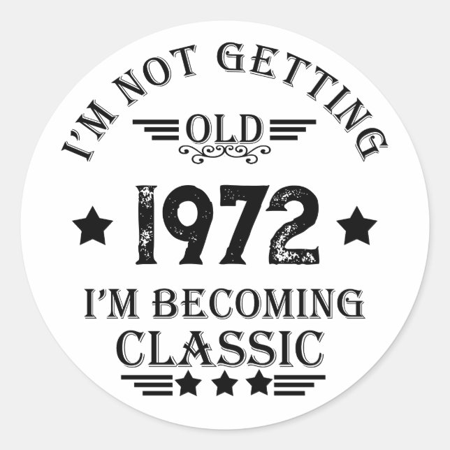 Personalized vintage birthday gift black classic round sticker (Front)