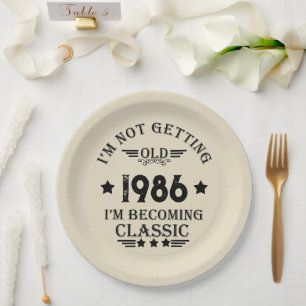 Personalized vintage birthday gift black paper plate