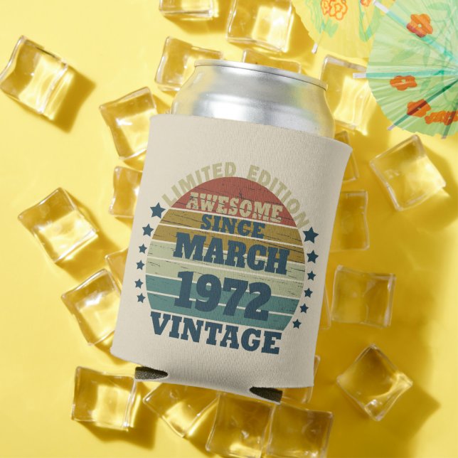 Personalized vintage birthday gift can cooler (In Situ Summer)